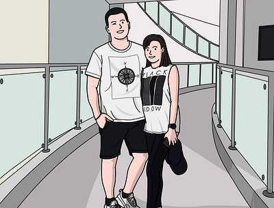 Couple vibing adobe illustrator avatar design cartoon style design flat illustration vector