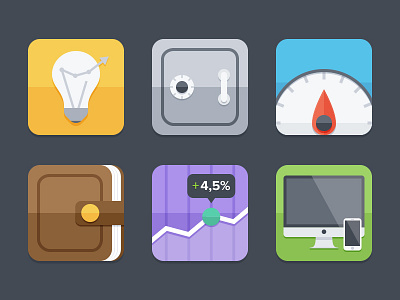 MoneyFarm illustrated icons chart finance fintech flat icon illustration portfolio square