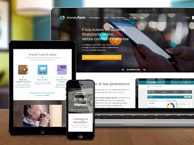 MoneyFarm — Responsive set finance fintech ipad iphone moneyfarm responsive smartphone tablet website