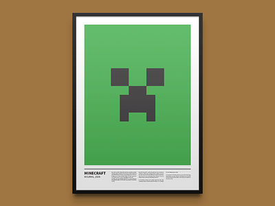 Minecraft minimal print art craft creeper frame gaming indie mine minimal pixel poster print videogame