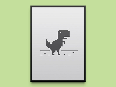 Google Chrome's Dino minimal print art browser dinosaur easer egg gaming google minimal pixel poster print videogame