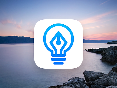Papermind - Logo app branding bulb icon idea logo minimal nib note pen text writing