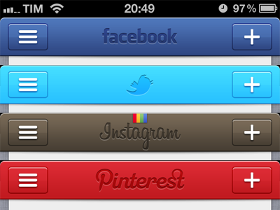 Social App headers app apple application client facebook header instagram interface ios menu networks pinterest social twitter ui ux