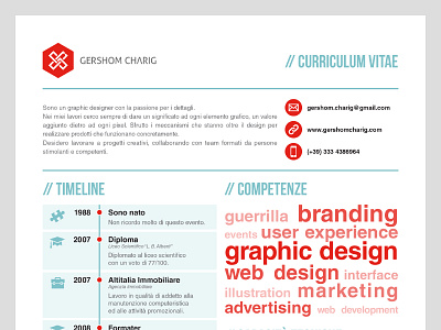 2012 Resume chart client curriculum cv gc graph icon logo minimal paper personal print red resume timeline typography