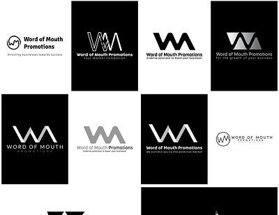 WOM Promotions Logo Options 3x 100 brand design branding design graphic design illustration illustrator logo logodesign minimal typography vector