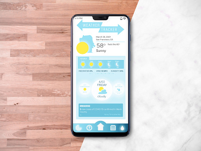 Weather Trackers Phone App app branding design dribbbleweeklywarmup illustration photoshop ui weather weather app
