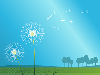 Summertime - Dandelion afx animatedimages birds dandelion field grass illusiconsinfographics illustration loopingillus summerfeeling sun trees