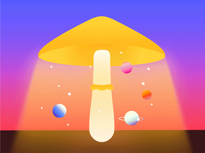 Mushroom wonderland after effects colors gradient illustrator mushroom sky space stars