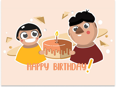 Birthday Card - Cute Birthday Card Flat Design birthday card card design flat design illustration