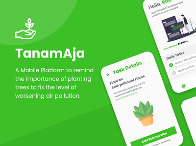 TanamAja Mobile Application - Plant App to Reduce Air Pollution application design mobile mobile app mobile application mockup plant app ui ui design ux ux design