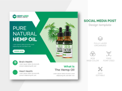 Hemp product social media post template medicine