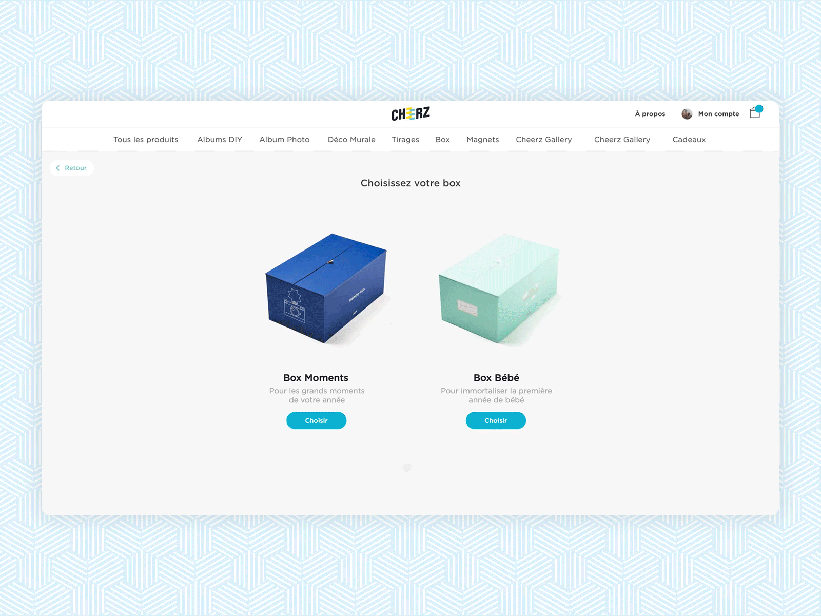 Choose your box - Cheerz animation animation gif box cheerz choice customisation design hover hover state interface ui ux web