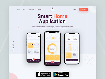 Smart Home Application - Landing Page 3d animation branding cool dashboard design graphic design illustration landing page logo mobile app design motion graphics rakibuixd saas trendy ui ui kit uiux ux vector