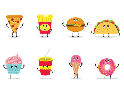 Food characters character cute character design food character vector