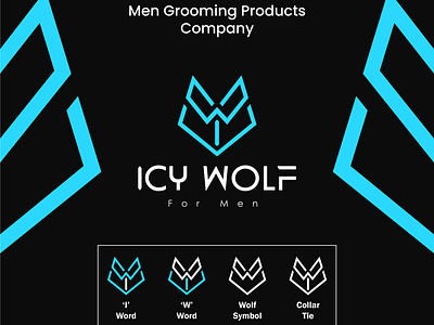 ICY WOLF black blue graphic design icywolf logo men men grooming white