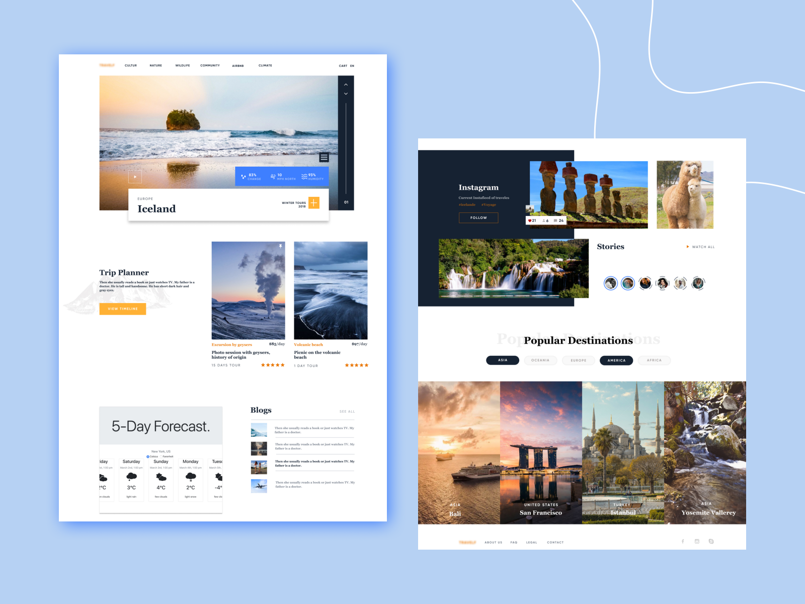 Design concept for a travel landing page by Lyubava on Dribbble