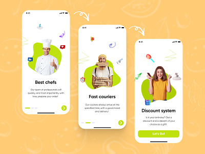 Onboarding for Italian food delivery application app delivery app design ui ux