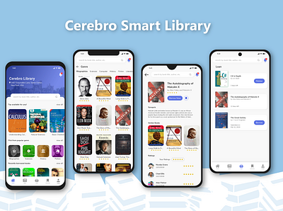 Cerebro Smart Library book design illustration library app mobile mockup ui ux