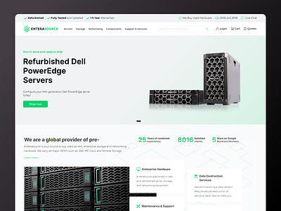 EnteraSource website design development front end green illustration interface mobile product servers service ui