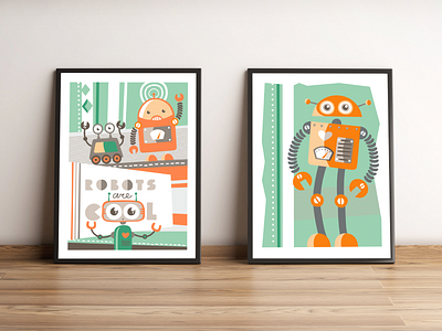 Robots posters graphic design poster robot vector vector art