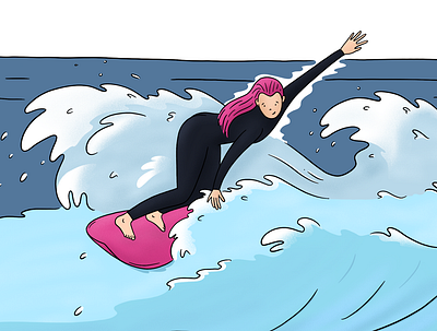 Shredding cutback girl illustration ipadpro ocean surf surfing woman