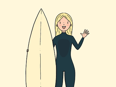 Blonde surfer cartoon character comic drawing illustration procreate rafs84 rafsdesign surf surfboard surfer surfing woman