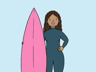 Curvy surfer afro cartoon comic ipadpro pink procreate rafs84 rafsdesign surf surfer woman