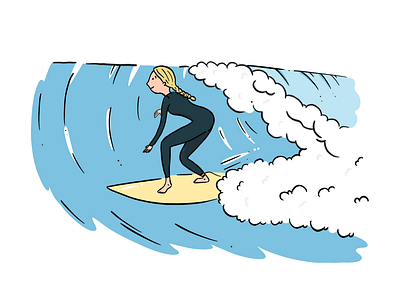 The Ride cartoon comic drawing surf wave woman