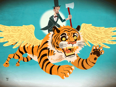 Abe Lincoln on a Flying Tiger animation crazy flying illustration lincoln tiger
