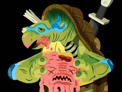 Zombie Leo brains illustration krang leo parody tmnt zombie zombies
