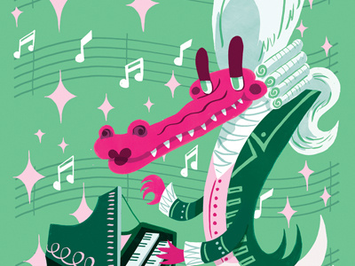 Classical Alligator alligator animal green mozart music piano pink