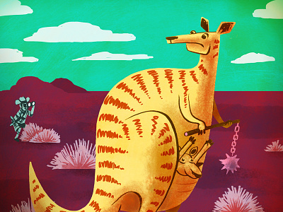 Eudora and Joey animals editorial illustration kangaroo