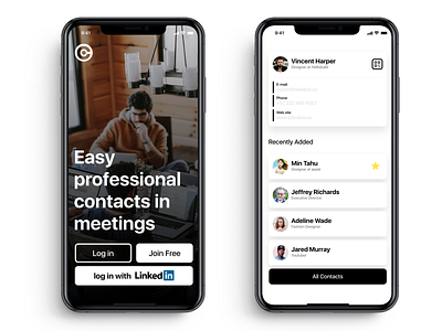 Professional contacts app contacts interface ios meeting mobile professional professional card sketch ui ux work