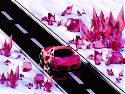 3D car animation - Crystal Road 3d 3dcar animation blender cycles design graphic design illustration motion graphics render