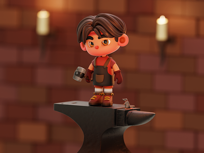 Blacksmith- Character 3d 3d design 3dartist 3dcharacter animation b3d blacksmith blender character design cute design graphic design illustration illustrator isometric lowpoly motion graphics toys