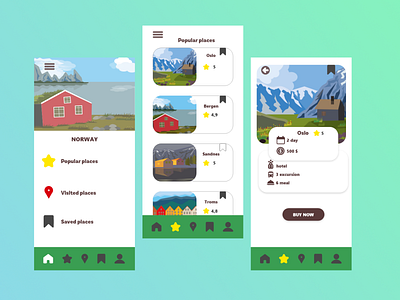 Explore your Norway app dailyui design illustration travel travel app