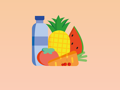 Healthy eating is the basis of life:) bottle carrot cherries dailyui design illustration pineapple tomatoes ui ux vector water watermelon