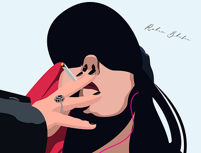 Punk girl smoking art design digitalartwork dribbble graphic design illustration vector