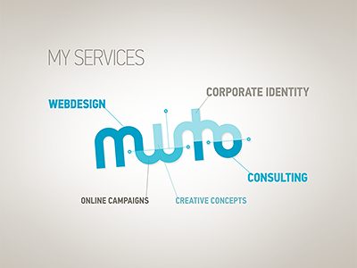 PPT / My services blue brown corporate identity logotype presentation self promotion slide