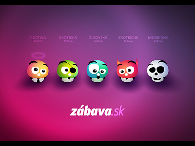 musHrooms / secondary brand elements of Zabava.sk corporate identity fun funny illustration logo logotype mushroom pink purple red
