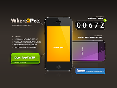 Where2Pee / microsite layout app iphone locator pee