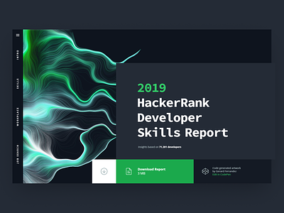 HackerRank 2019 Developer Skills Report developer skills report generated code art illustrated by code survey data charts website design
