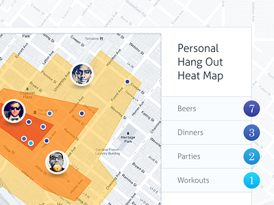 HangOut / Heat Map circle hangout heat map hyper local location social ui ux web