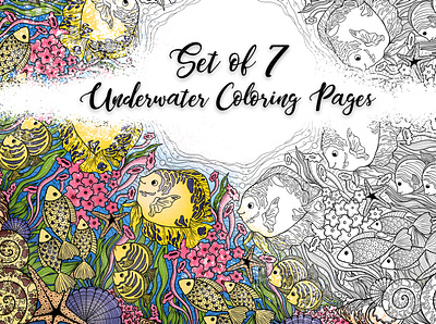 Underwater Lineal Art adult coloring coloring pages coloring pages design lineal art lineal design underwater