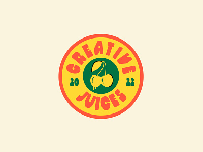 Creative Juices Fruit Sticker branding colorful design flat illustration lettering logo typography