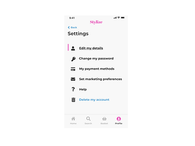 Daily UI Challenge: Day 7 Settings page app dailyui design settings ui