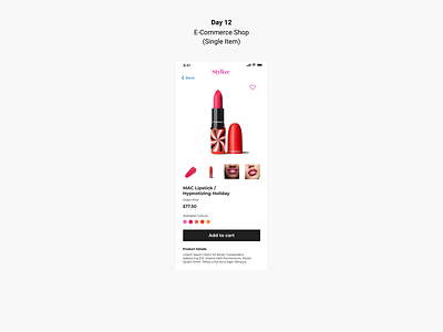 Daily UI : Day 12
E-Commerce Shop (single item)