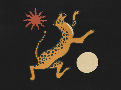 Jaguar with the Sun & Moon design digital art drawing illustration jaguar merch moon mystic sun t shirt tee tiger tshirt