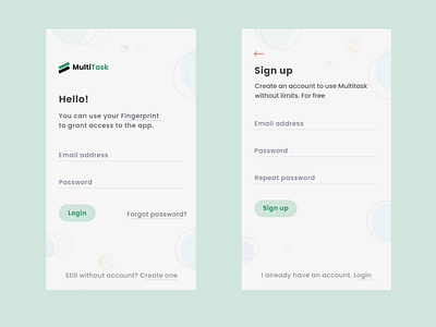 Multi task login & Signup concept
