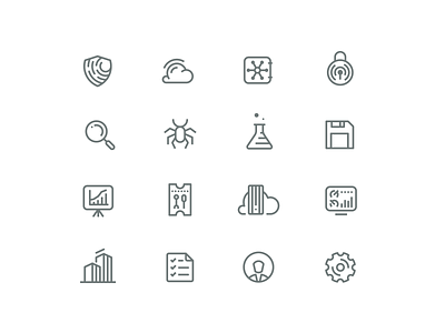 Icons set bank branding bug building cloud company dashboard icon icons illustration lab logo minimal save search security set shield simple todolist